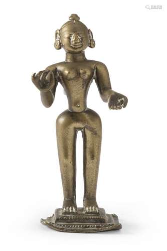 A SMALL INDIAN BRONZE SCULPTURE DEPICTING ORISSA. EARLY 20TH CENTURY.