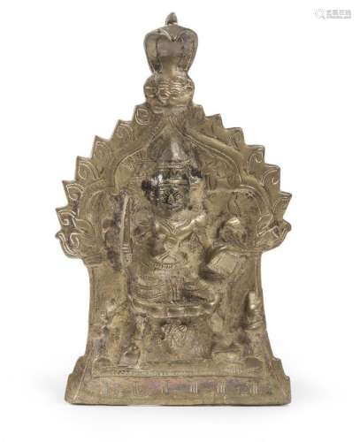 AN INDIAN BRONZE BAS-RELIEF DEPICTING VEERABHADRA. EARLY 20TH CENTURY.