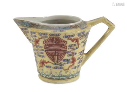 A CHINESE POLYCHROME PORCELAIN MILK JUG. 20TH CENTURY.