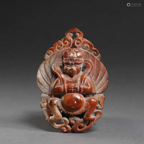 MING DYNASTY, CHINESE AGATE CARVED GOD OF BIRD