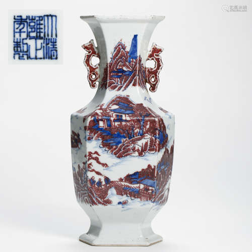 ANCIENT CHINESE BLUE AND WHITE PORCELAIN VASE