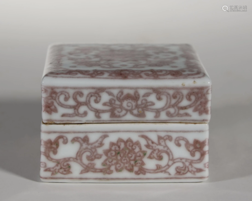 QING DYNASTY A WHITE AND RED-GLAZED BOX