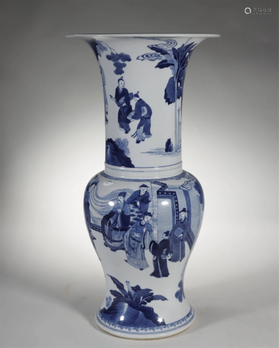 QING DYNASTY A WHITE AND BLUE-GLAZED BO…