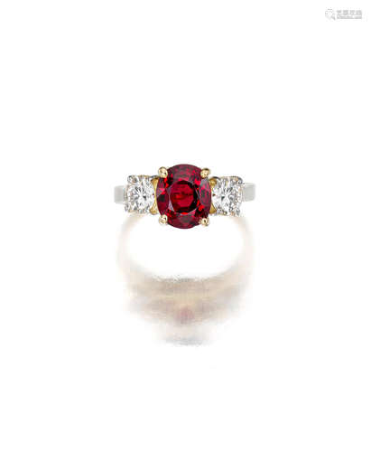 A Spinel and diamond ring