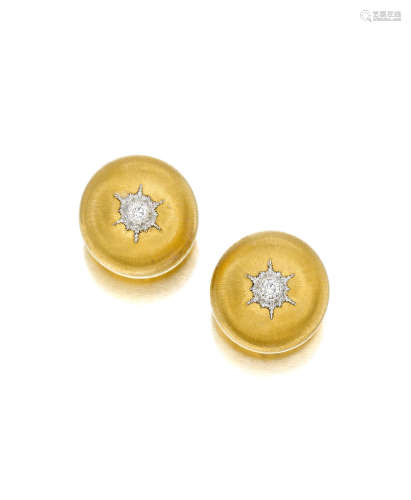 A PAIR OF 18K GOLD AND DIAMOND 'CLASSICA' EAR CLIPS, BUCCELLATI, ITALY
