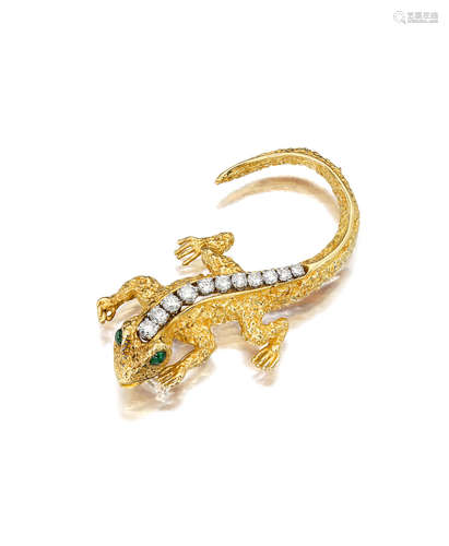 A gold and diamond lizard brooch, VAN CLEEF & ARPELS