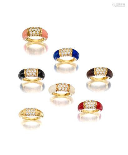 A GROUP OF SEVEN DIAMOND AND GEM-SET 'PHILIPPINE' RINGS, VAN CLEEF & ARPELS