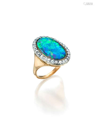 AN OPAL AND DIAMOND RING