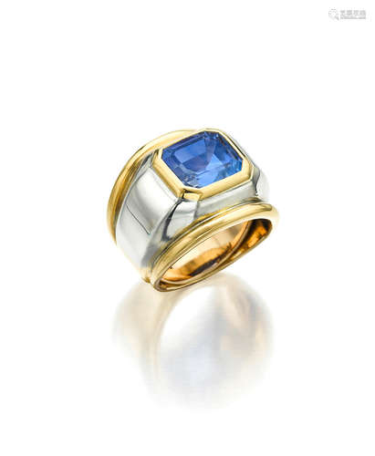 A GOLD AND SAPPHIRE RING, FRANCE