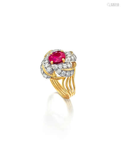 A ruby and dimaond ring,  TIFFANY & CO., SCHLUMBERGER