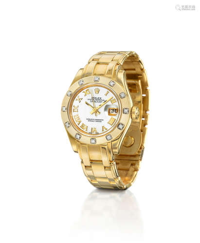 An 18K GOLD AND DIAMOND 'OYSTER PERPETUAL DATEJUST' WRISTWATCH, ROLEX