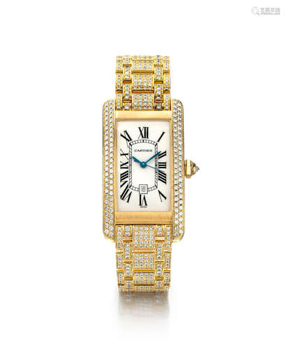 A Diamond and 18K Gold 'Tank Americaine' Watch, CARTIER