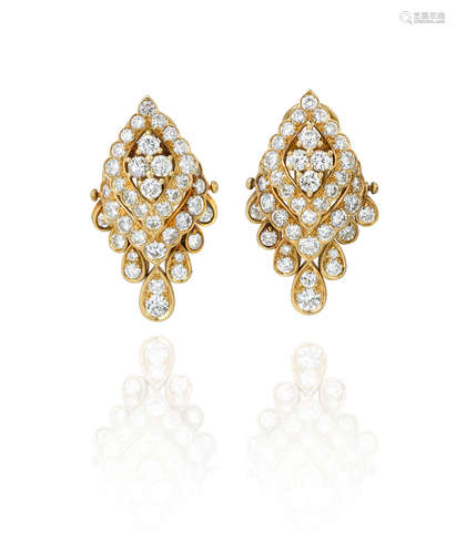 A PAIR OF DIAMOND EARRINGS, VAN CLEEF & ARPELS, FRANCE