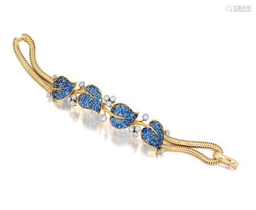 A Fine Gold, Diamond and Sapphire bracelet,  VAN CLEEF & ARPELS, CIRCA 1940