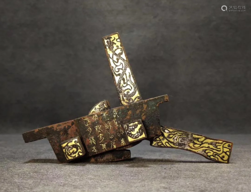 SILVER AND GILT-INLAID ON BRONZE CROSSBOW