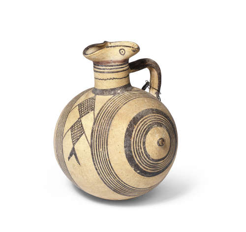A Cypriot bichrome wear pottery barrel flask