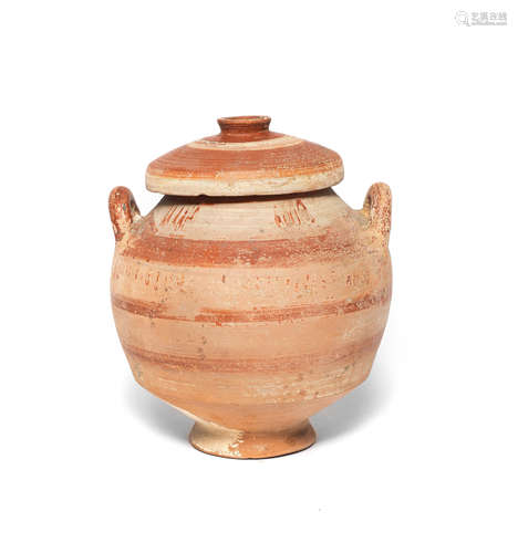 A Messapian pottery lidded stamnos