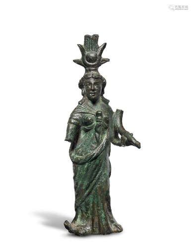 A Roman bronze figure of Isis-Fortuna