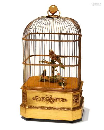 Reuge | A Brass Cage with Singing Bird Automaton, Circa 1970
