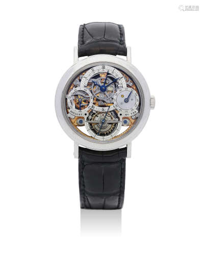 Breguet | Classique Grande Complication, A Rare and Fine Platinum Skeletonised Perpetual Calendar Tourbillon Wristwatch with Retrograde Date, Leap Year Indication, Circa 2009