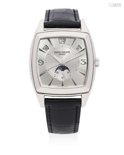 Patek Philippe | Gondolo, A Fine and Rare White Gold Annual Calendar Wristwatch with Moon Phases, Circa 2007