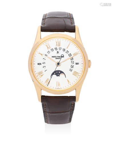 Patek Philippe | Ref.5050, A Fine and Rare Pink Gold Perpetual Calendar Wristwatch with Retrograde Date, Moon Phases and Leap Year Indicator, 1996