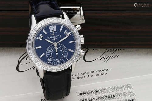 Patek Philippe | Ref.5961P-001, A Fine Platinum and Diamond-Set Annual Calendar Chronograph Wristwatch, 2012