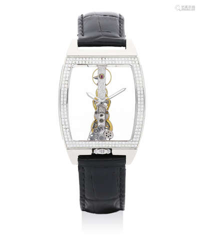 Corum | Golden Bridge, A Fine White Gold and Diamond-set Skeletonized Wristwatch, Circa 2006