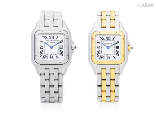 Cartier | Two Panthère de Cartier,  A Stainless Steel and Yellow gold Bracelet Watch and A Stainless Steel Bracelet Watch, Circa 2018