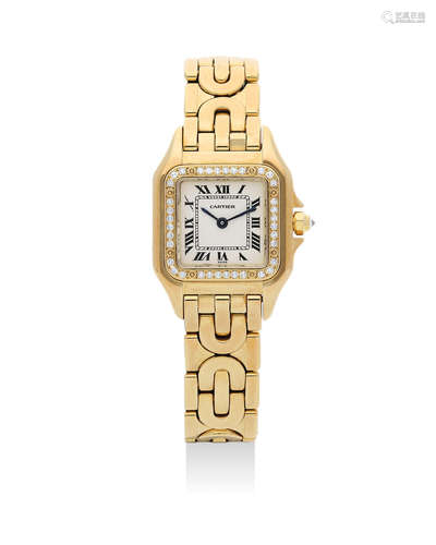 Cartier |  Panthère, A Lady's Yellow Gold and Diamond-Set Bracelet Watch, Circa 1997