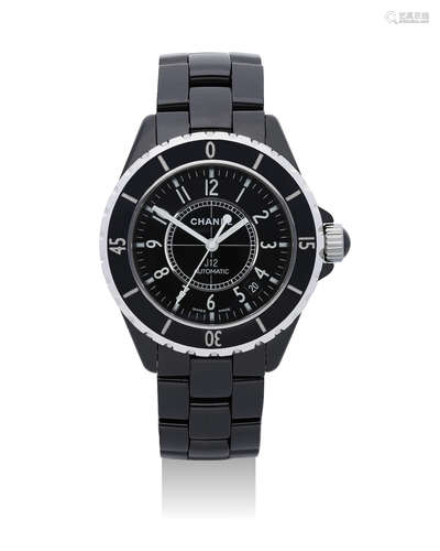 Chanel | J12, A Black Ceramic and Stainless Steel Bracelet Watch with Date, Circa 2005