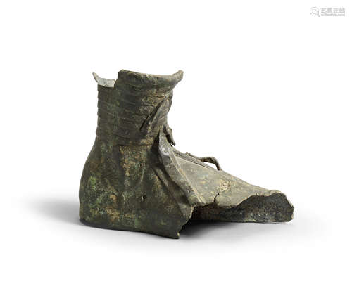 A large Roman bronze sandaled foot