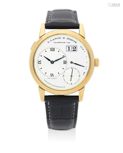 A. Lange & Söhne | Lange 1, A Fine Yellow Gold Wristwatch with Oversized Date and Power Reserve Indicator, Circa 2000