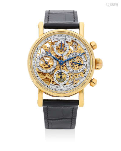 Chronoswiss | Opus, A Fine Yellow Gold Skeletonized Chronograph Wristwatch, Circa 2000