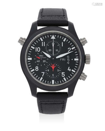 IWC | Double Chronograph Top-Gun, A Ceramic and Titanium Pilot Rattrapante Wristwatch with Date and Day, Circa 2011