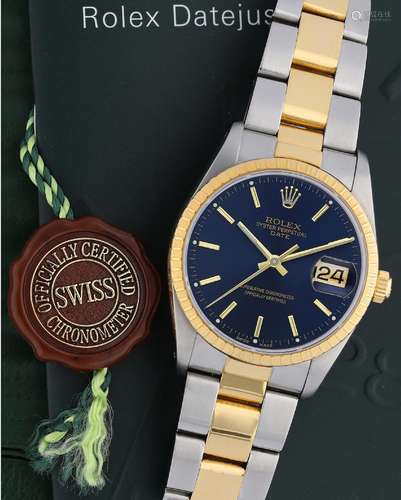 Rolex | Datejust, A Stainless Steel and Yellow Gold Bracelet Watch with Date, Circa 1989