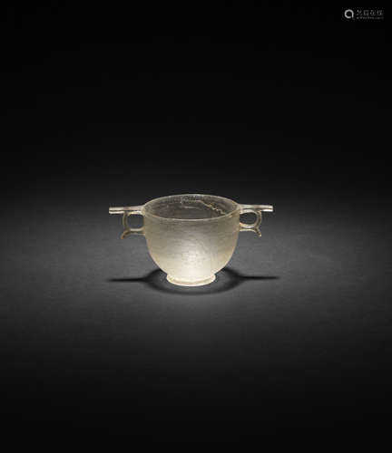 A Greek colourless glass skyphos