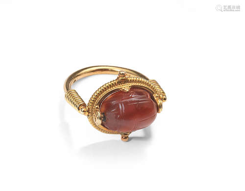 An Etruscan carnelian scarab