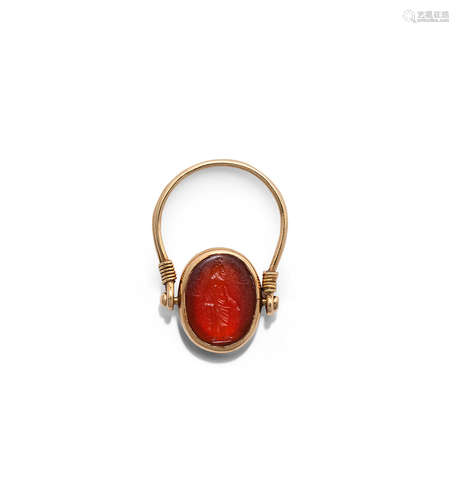 A Roman carnelian intaglio with Serapis