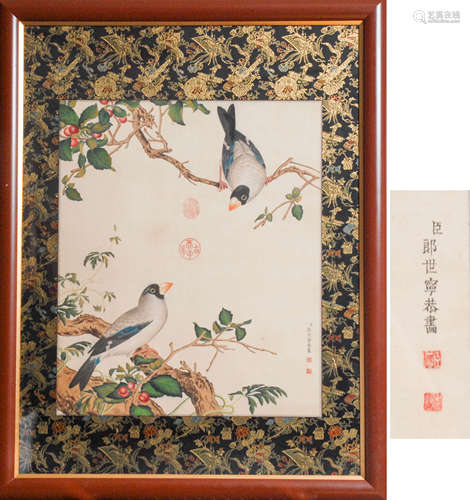 郎世寧 花鳥圖 鏡框