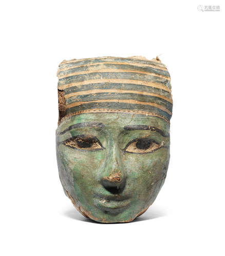 An Egyptian gesso-painted wood mummy mask