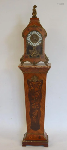 Marquetry Inlaid, Bronze Mounted Clock And