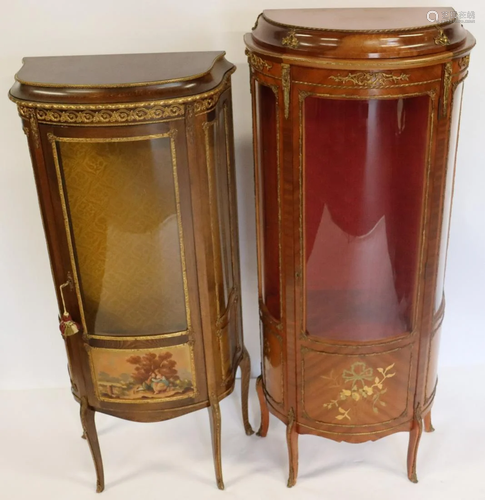 Lot Of 2 Vintage Gilt Metal Mounted Vitrines .