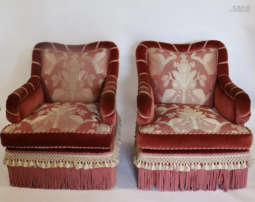 Vintage Pair Of Art Deco Style Upholstered