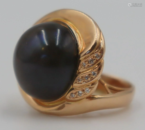 JEWELRY. 14kt Gold, Mabe Pearl & Diamond Ring.