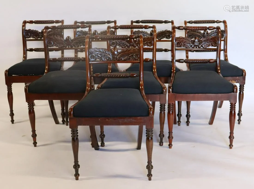 Set Of 8 Regency Style Finely Carved Chairs.