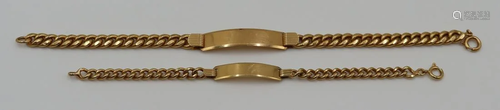 JEWELRY. Men's and Ladies 18kt Gold ID Bracelets.