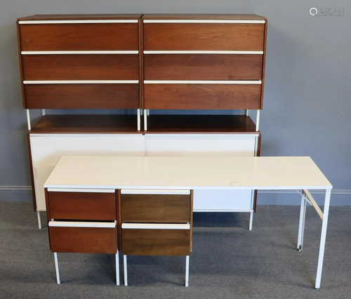 Midcentury Bedroom Set with Enameled Metal Frames