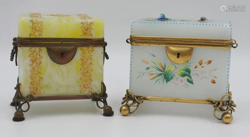 (2) Opaline Glass Dresser Boxes.