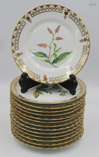 (14) Flora Danica Dessert Plates.